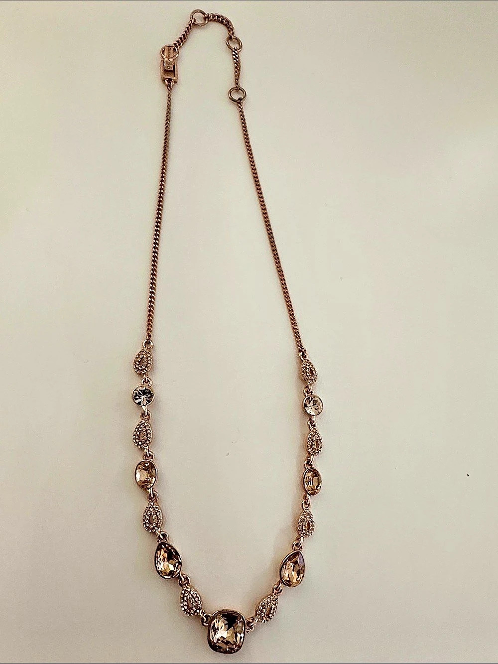 NWT Givenchy Rose Gold-Tone Champagne Crystal Statement Necklace
